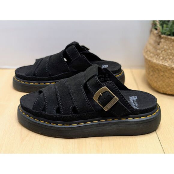 Dr. Martens Unisex Maxxy Slide Buttersoft Black Suede Leather Sandals UK 7 NWOB - Picture 4 of 13